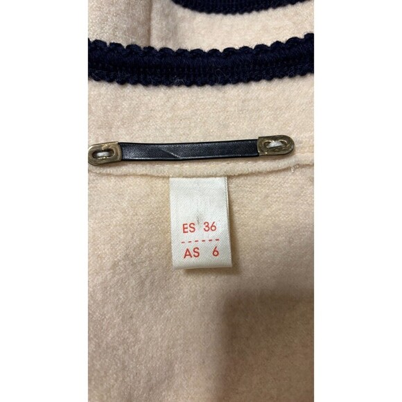 LITZA Vintage White Black Boiled Wool Puff Shoulder Silver Buttons Jacket  2-4 - Picture 9 of 10